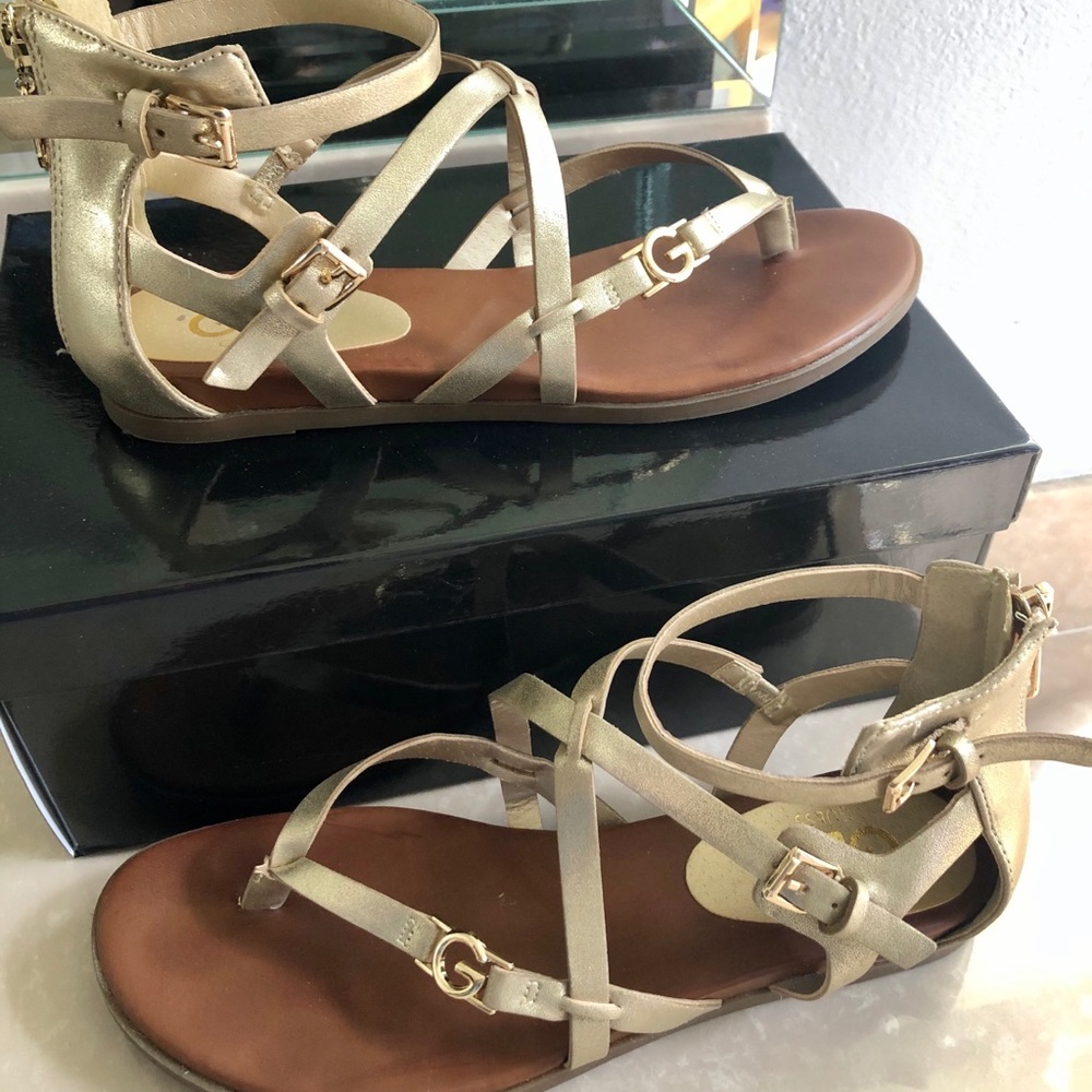 G by Guess Carlyn Gladiator Sandals Gold Size 8